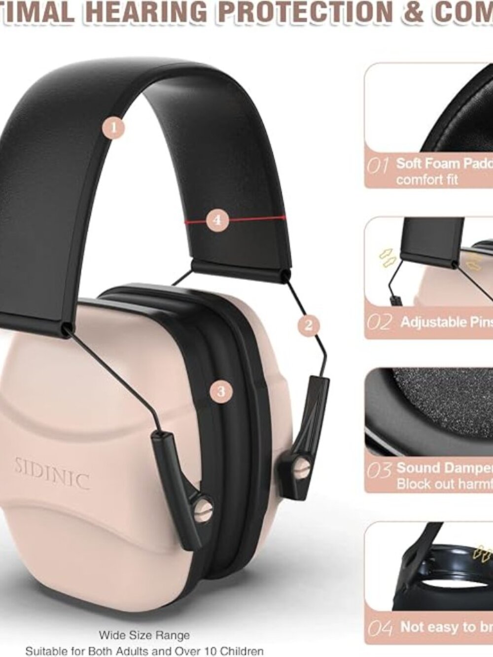 Ucho 34dB Slim Noise Shooting Ear Protection Ear Muffs Black Lightweight NRR NEW